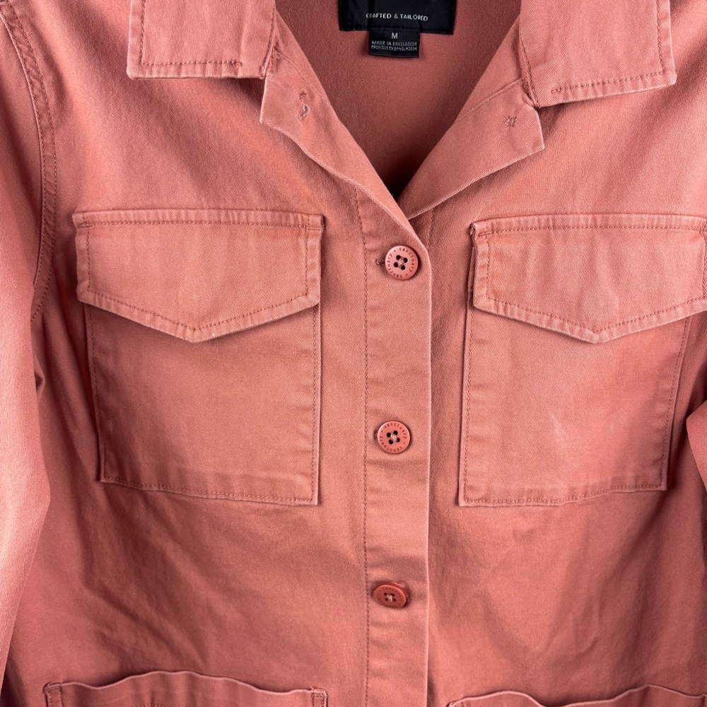 Sanctuary Button Front Utility Jacket In Dust Pin… - image 4